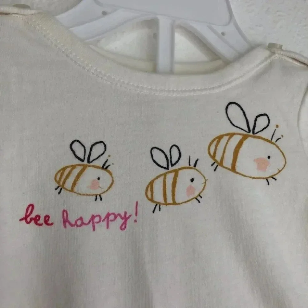Baby Gap skirt outfit Bee Happy pastel linen stripes size 3-6 months‎